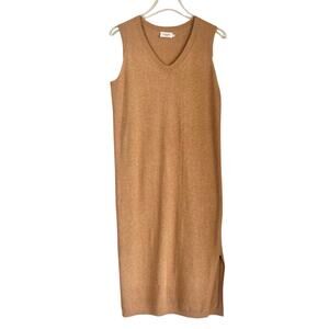 THE RESET R Label Sleeveless Knit Tank Dress Size Small Cotton Silk Macchiato